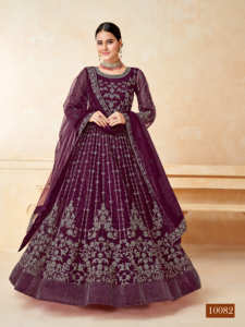 Magnifique robe Anarkali pour mariage, travail lourd, avec salwar en tissu net, dernières créations modernes pour femmes par Fabzone India - Product Image 3