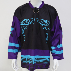 Maillot et chaussettes de hockey sur glace sublimés personnalisés Logo de l'équipe personnalisé Maillot de hockey en sergé rayé - Product Image 2