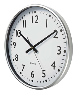 <b>White</b> and silver wall <b>clock</b> XL 38cm easy to read (Nedis CLWA016PC38AL) - Product Image 2