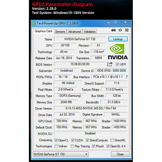 JIESHUO GeForce GT 730 2GB GPU - NVIDIA Graphics Card with HDMI