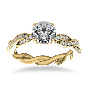 14k Yellow <b>Gold</b> Diamond Twisted Bridal <b>Set</b> 0.42ct Diamond <b>Rings</b> - Product Image 3