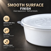 Conteneur alimentaire rond en PP de qualité alimentaire, blanc laiteux, lisse, de 300 à 1750 ml, avec couvercle transparent pour l'emballage des repas