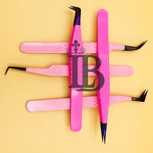 Nouvelles pinces à extensions de cils en fibre rose, volume, acier inoxydable avec poignée, nouveau modèle pour extensions de cils, pinces à extensions de cils en vison, logo - Product Image 3