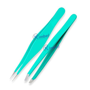 Pinzas de cejas de acero inoxidable de plasma rosa con punta inclinada puntiaguda para dar forma a las cejas - Product Image 5