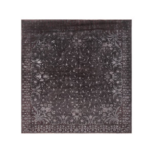 Tapis Azalea en laine et soie noué à la main, motif floral et abstrait, Pae-6134, rectangulaire, pour chambre et couloir, modèle de tapis de chambre, gris et noir - Product Image 1