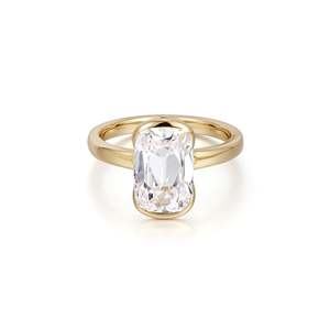 Anillo de compromiso artesanal con diamante de laboratorio de 3.26 ct D-F VVS1-VS2 en oro amarillo de 14K y 18K para fiesta de compromiso - Product Image 1