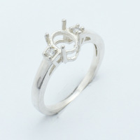 Semi Mount Three Stone Sterling Silber Feins chmuck DIY Zinken einstellung 5x7mm CZ Stone Blank Alle Ring größen für Silbers chmied