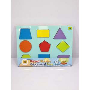 Puzzle géométrique amusant en bois à faire soi-même avec formes en relief, puzzles éducatifs à chevilles pour enfants, en bois et plastique - Product Image 1