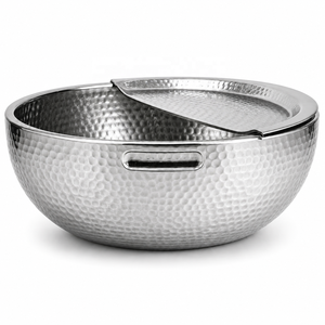 Round Double wall Stainless Steel Pedicure Bowl Handcrafted Foot Spa Basin for Nail Salon Wellness Centres Hotels - Product Image 1
