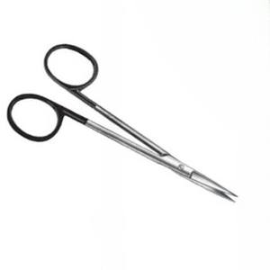 Ciseaux professionnels de haute qualité Super Cut Sharp Iris droit rond Patren 10.5cm en acier inoxydable argent avec finition noire - Product Image 4