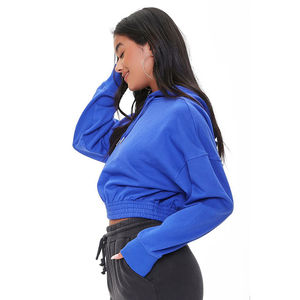 Top Tendance Solide Couleur Personnalisée avec Broderie Sublimation Impression Crop Top Hoodie pour les Femmes Prix de Gros Respirant - Product Image 2