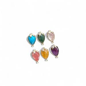 Breloques de connecteur de feuille de pierre précieuse de Quartz de pastèque de larme-925 argent plaqué or diamant chrétien fabrication de bijoux à bricoler soi-même - Product Image 3