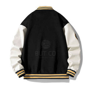 แจ็คเก็ตเลตเตอร์แมนผู้ชายสีตามสั่ง ผ้าฝ้าย/ขนสัตว์ ระบายอากาศได้ดี คอจีน สไตล์ลำลอง ดีไซน์ใหม่ สตรีทแวร์ อุ่น ทันสมัย - Product Image 2