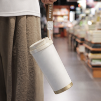 Gobelet de voyage isotherme avec logo personnalisé, couvercle à double usage, tasse à café portable en acier inoxydable