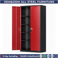 Armoire de classement en acier noir à 2 portes avec serrure, étagères réglables, armoire de rangement en métal pour bureau, maison, garage, entrepôt KD