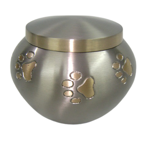 Odyssey Urne pour animaux de compagnie en métal de qualité superfine gravée patte de chat design chat chien mémorial cendres souvenir urne commémorative pour animaux de compagnie - Product Image 1