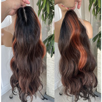 Lenaqueen Highlight Ombre Brun Ondulé Synthétique Dentelle Perruques Pré Plumé Délié Surbrillance Couleur Futura Perruque Synthétique Perruque Sans Colle