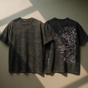 Camiseta Estilo Grunge con Lavado Ácido, Aspecto Vintage, Top de Algodón, Corte Holgado, Atuendo Informal, Prenda Esencial de Streetwear para Hombres y Mujeres - Product Image 5