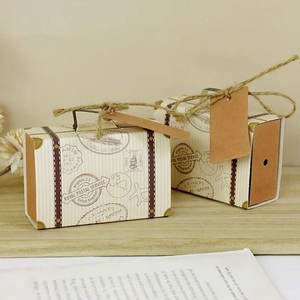 Valise de voyage boîte à bonbons valise Vintage papier Kraft coffrets cadeaux mariage fête d'anniversaire décoration bricolage emballage fournitures - Product Image 5
