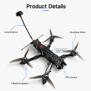 Dron FPV de 5 Pulgadas, Quadcopter con Marco de Fibra de Carbono, Motor sin Escobillas, Cámara FPV, UAV Ligero para Entrenamiento, OEM, ODM - Product Image 4