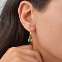 Pendientes de Plata de Ley 925 con Esmeralda Verde Natural de Diseño |   Elegante Anillo Sencillo de Joyería Fina, Regalo para Mujer, Aspecto de Lujo