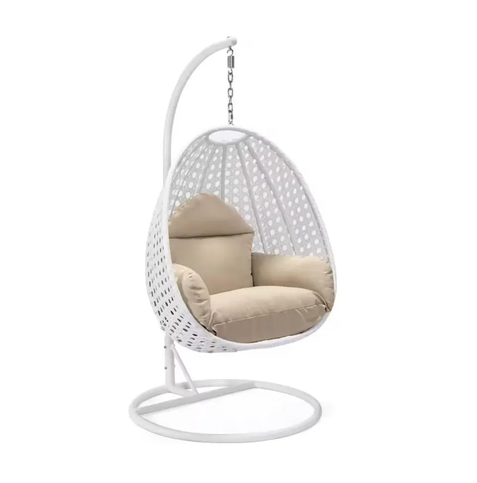 Gran oferta, silla colgante de huevo, Columpio de ratán para Patio con soporte, listos para enviar muebles de exterior, plástico, metal moderno