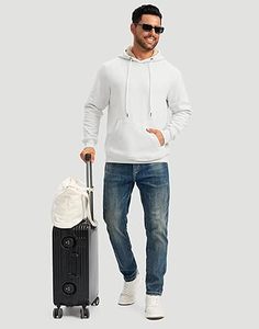 เสื้อฮู้ดลำลองผ้าฝ้าย100% สีพื้นสำหรับผู้ชายใส่ได้พอดีกับกระเป๋าดีไซน์แห้งเร็วและระบายอากาศได้ดีสำหรับฤดูหนาว - Product Image 2