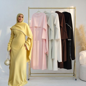 Nouvelle Robe Longue Élégante 2026 pour l'Aïd avec Détail Châle Orné de Perles, Manches Cape Ornées de Perles, Robe de Soirée Abaya Musulmane pour Femme - Product Image 6