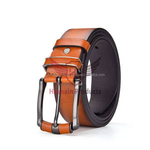 Ceinture Western Jeans pour Hommes Épaisse Robuste Style Détruit 100% Pur Cuir de Vache avec Boucle en Acier Design Classique - Product Image 1