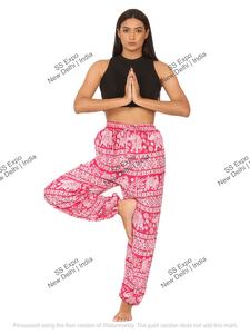 Femmes taille libre rayonne Hippy Boho ballon droit sarouel Baggy Streetwear Yoga pantalon cordon fermeture tissé plat lavé - Product Image 2