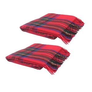 Handcrafted Red Wool Faser <b>Blanket</b> Classic Warm Throw with Timeless Style Natural <b>Comfort</b> for Every Home - Product Image 2