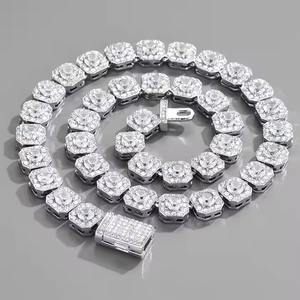 Chaîne à maillons cubain en or jaune 18 carats personnalisée entièrement en diamant Bijoux Hip Hop avec diamants ronds cultivés en laboratoire pour homme Cadeau - Product Image 1