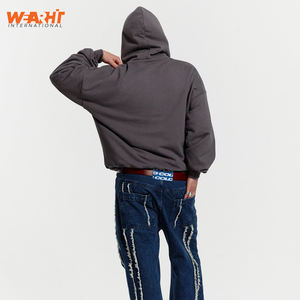 100% coton pull à capuche pour hommes femmes personnalisable hiver basiques avec 3D brodé délavé cravate teinture impression coupe ample - Product Image 4