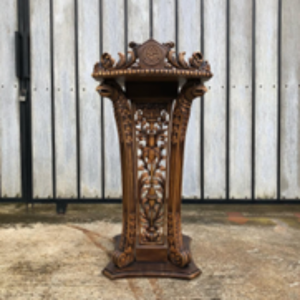 Pupitre antique en teck massif, pupitre d'église classique, mobilier commercial pour les écoles et les établissements d'enseignement - Product Image 2