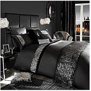 Lujosa funda de edredón de lentejuelas de algodón negro con fundas de almohada Juego de cama Funda de edredón de algodón Cierre de cremallera Regalo de Navidad de boda - Product Image 2