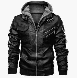 Otoño Casual motocicleta Pu chaquetas de cuero para hombres High Street Style Warm Biker prendas de vestir exteriores piel de oveja cuero a estrenar - Product Image 6