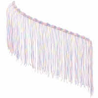 Meetee RC427 17cm Bordure à franges à paillettes, dentelle à pompons brodée pour costumes de danse, robes, vêtements, chaussures, sacs, accessoires de couture