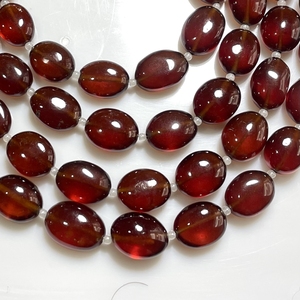 Perles de forme ovale lisse grenat hessonite, perles unies en pierres précieuses naturelles, fournitures de perles en gros - Product Image 2