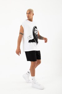 เสื้อยืดแขนกุดทรงโอเวอร์ไซส์ ผ้าคอตตอนออร์แกนิค 100% แบบถัก สกรีนลายตามสั่ง ปี 2023 สำหรับผู้ชาย สไตล์ลำลอง สตรีทแวร์ คุณภาพสูง - Product Image 2