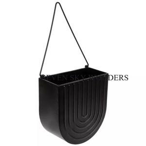 Jardinières suspendues jardin ferme Pots de fleurs et tenture murale décorative couleur noire jardinières en métal enduit de poudre artisanat - Product Image 3