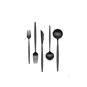 Juego de cubiertos negros con espejo para 8 Vajilla de acero inoxidable Juego de cubiertos de 4 piezas Negro mate con cuchillos para carne - Product Image 3