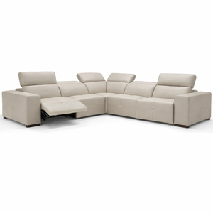 Quick Ship Camilla Modern Sectional with 3 Recliners Genuine Leather Upholstery Extendable Wood and Metal <b>Frame</b> - Product Image 5