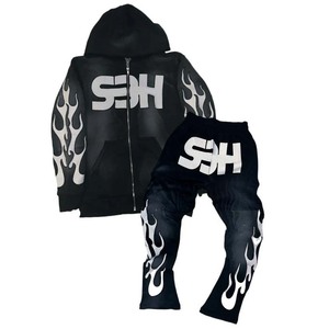 ชุดวอร์มกางเกงวอร์มมีฮู้ดพิมพ์ลายกราฟิกสำหรับผู้ชายชุดวอร์มกางเกงโอเวอร์ไซส์งานปักลายออกแบบได้ตามต้องการ - Product Image 4