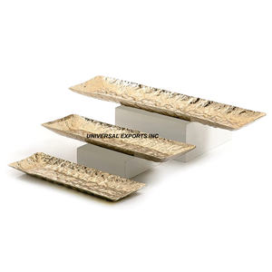 Juego de bandeja de chocolate decorativa con acabado dorado de tres platos de chocolate de diseñador hechos a mano última llegada bandeja de chocolate de diseñador - Product Image 5