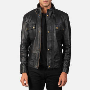 Chaqueta de invierno para hombre de diseño superior con cuello levantado manga completa 100% cuero de alta calidad personalizable precio razonable - Product Image 2