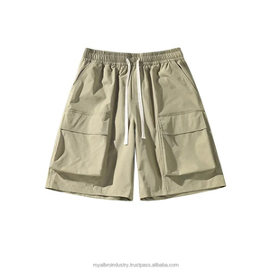 Pantalones cortos Cargo con cintura elástica para hombre, cinco bolsillos, fondo blanco, ropa de trabajo de verano, pantalones deportivos informales de ocio, cordón de talla XS - Product Image 5