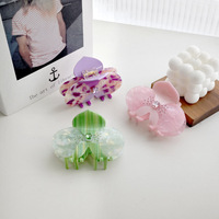 Pince à cheveux 9,8 cm en acétate et strass, dégradé violet-rose, personnalisable avec logo, style doux, rétro, hawaïen, pour chignon