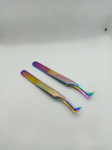 Pinzas de Acero Inoxidable Nano Grip de 45 y 90 Grados con Etiqueta Privada Personalizada, Herramientas de Belleza para Extensión de Pestañas, Logotipo con Impresión de Bandera - Product Image 6