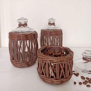 แก้วหวายแบบสั่งทำที่วางแก้วในบ้านอุปกรณ์ตกแต่งบ้านตะกร้าสานแก้วหวายที่วางแก้วแบบถอดออกได้ - Product Image 2