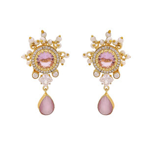 Pendientes Sofisticados con Piedras Preciosas, Chapados en Oro Pulido y Joyería de Primera Calidad - Product Image 3